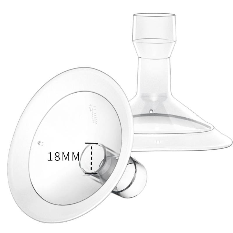 lot 73346 image: 18mm Oval Flanges Breast Pump Parts Compatible with Medela Breast Pumps PersonalFit, Maxflow, Freestyle Flex Swing Maxi Connector - Retail $13