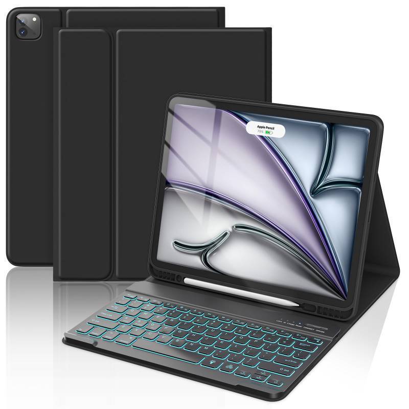 lot 73395 image: iPad Air 13 Inch Case Keyboard (M4M3M2, 202620252024), Keyboard Case for iPad Pro 12.9 inch 5th6th Gen with Pencil Holder - Wireless Detachable Backlit Keyboard with Auto SleepWake - Retail $33