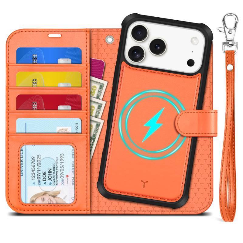 lot 73411 image: Detachable 2-in-1 Case Wallet for iPhone 17 Pro Max 6.9 2025, Orange - Retail $30