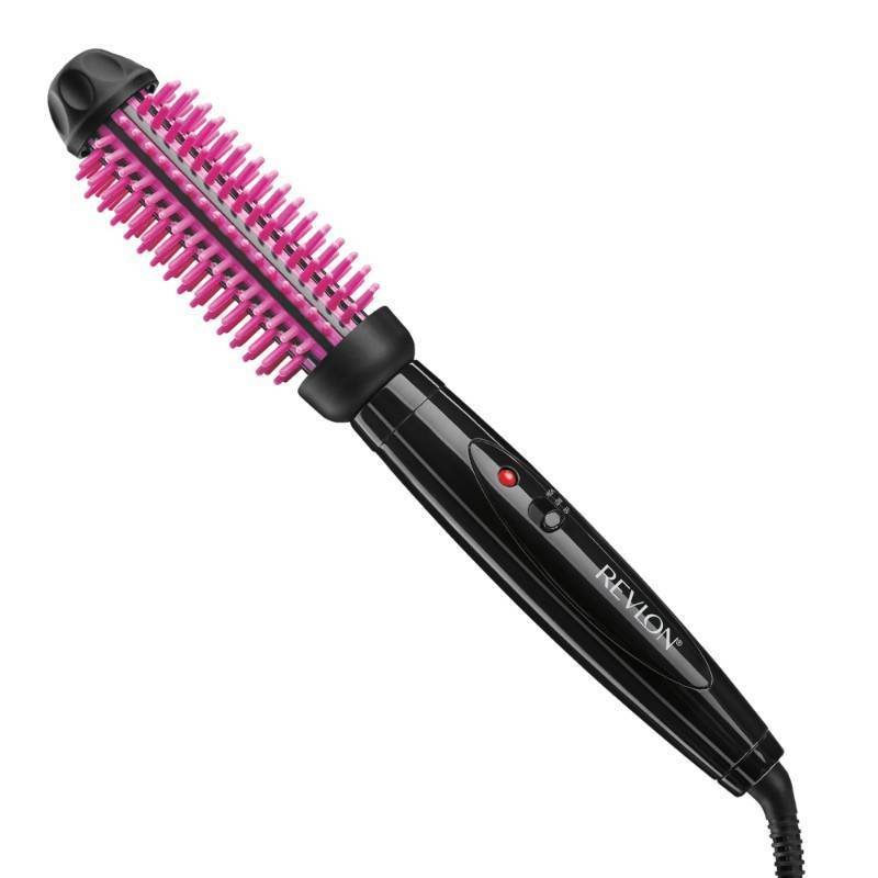 lot 73435 image: REVLON Silicone Bristle Heated Hair Styling Brush  Fast, Long Lasting Volume for Easy Styling  1 Barrel for Full Body and Smooth Styles (BlackPink) - Retail $26