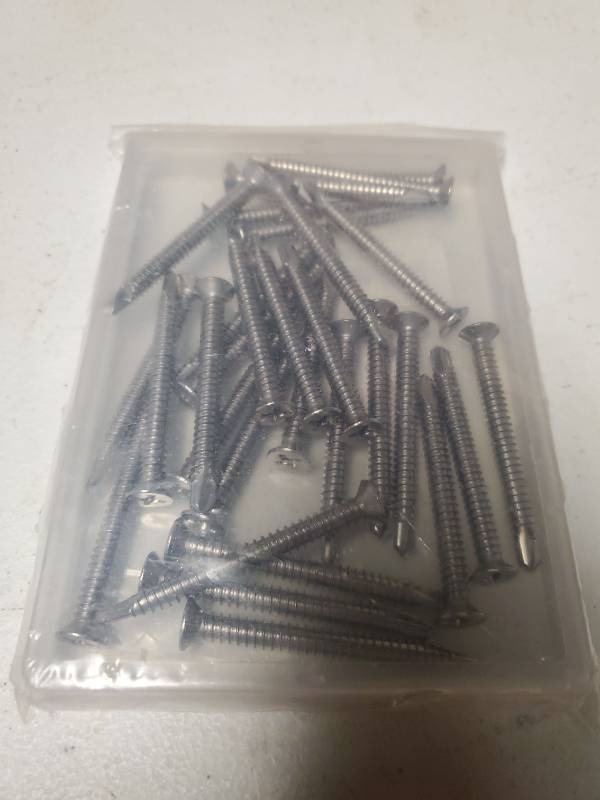 lot 73442 image: #14 x 2-12 (30 Pack) Flat Head Sheet Metal Screws Self-Tapping Screw Phillips Head Self Drilling Screws, 410 Stainless Steel - Retail $10