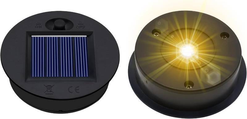 lot 73465 image: 2 Pack Upgraded Solar Replacement Top(Top Size 3.15 in, Bottom Size 2.76 in) Double LED Light Modes for Outdoor Lanterns Garden Patio Decor(Warm White&Cool White) - Retail $10