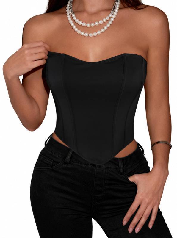 lot 73469 image: Sexy Corset Tops for Women Strapless Corset Bustier Top Party Club Black Medium (stain need wash) - Retail $30