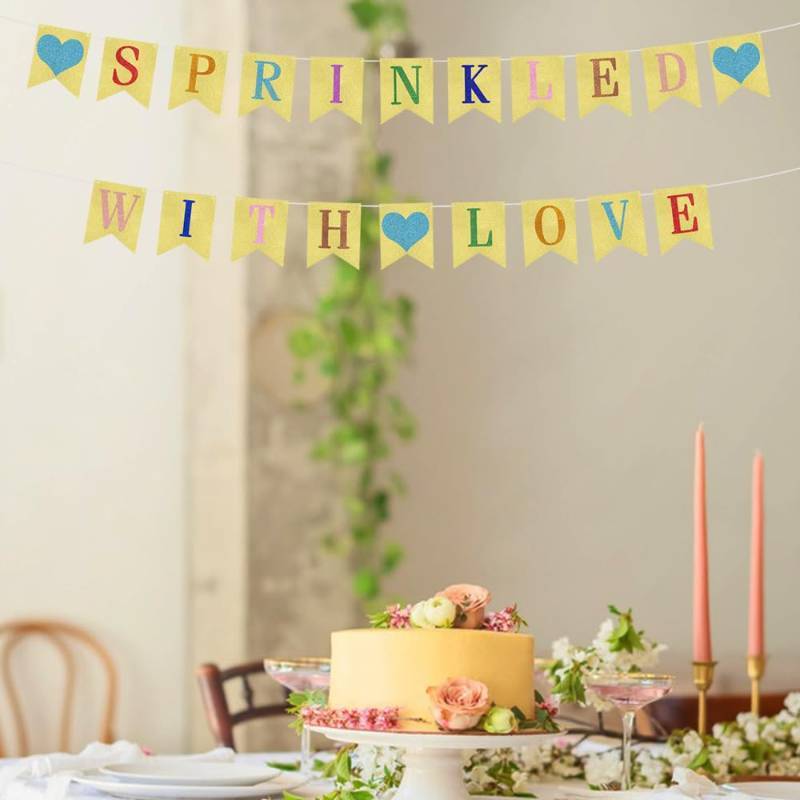 lot 73491 image: Sprinkled with Love Banner Decoration,Glitter Color English Baby Shower Decorations - Baby Birthday Banner, Party Photo Backdrop Decoration Props - Retail $22,354