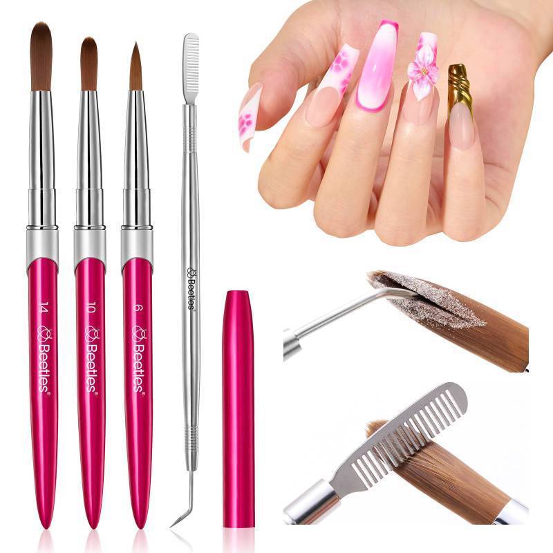 lot 73495 image: Beetles Acrylic Nail Brush Set, 3Pcs Size 61014 for Acrylic Powder - Retail $13