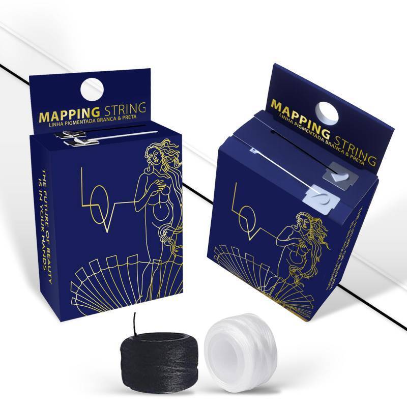 lot 73538 image: 2in1 Dual String Brow Mapping String 2 x 100 Ft - 60 m Pre-Inked Eyebrow Mapping String Thread for Permanent Makeup, Microblading Supplies Marking Symmetrical Brows Black & White - Retail $10