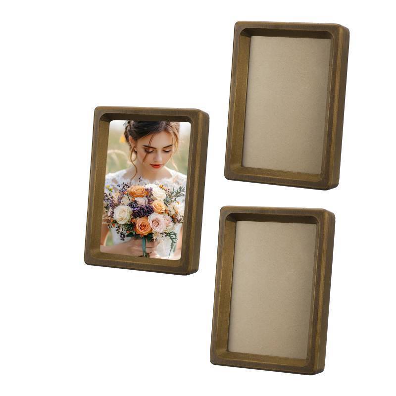 lot 56359 image: 3 x 4inch Natural Wood Photo Frames, 3pcs Mini Wooden Finish Picture Frame Tabletop Photo Frame with Mat for Desktop Display Wall Mounting, Walnut color - Retail $20