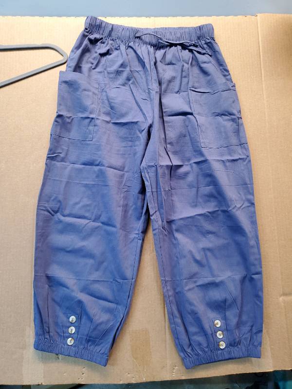 lot 46577 image: Blue Elastic Waist Cargo Pants with Button Cuffs M - Retail $18