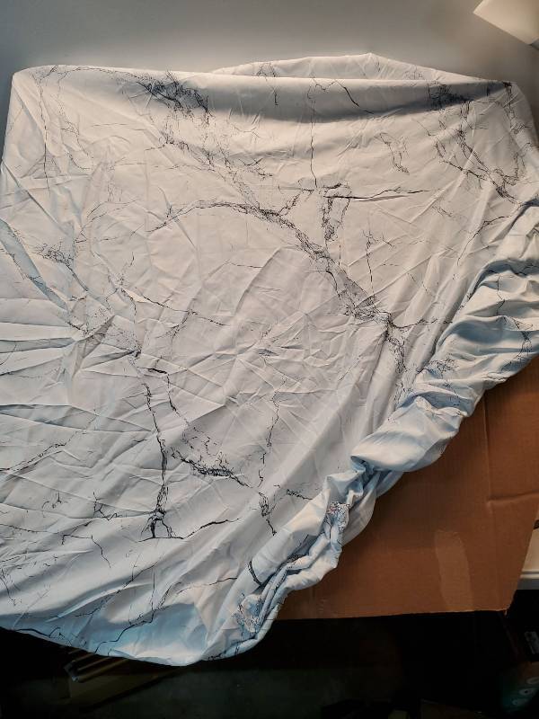 lot 46632 image: Marble Print Fitted Sheet - Retail $20