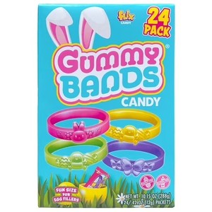 lot 611 image: Flix Candy Easter Gummy Bands, Green Apple, Blue Raspberry, 24ct