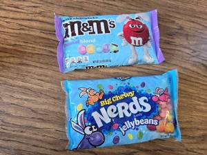 lot 614 image: Pastel M&Ms 10oz and Nerds Jellybeans 12oz
