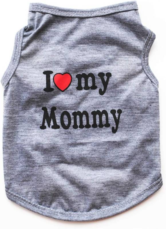 lot 67581 image: Puppy Vest Grey Dogs Shirts for Mothers Day with I Love My Mommy Letters Small Clothing for Pet Cats Tee L Dogs Summer T-Shirt Male Boy Doggie Cotton Clothes Gray Kitten Tank Top Apparel