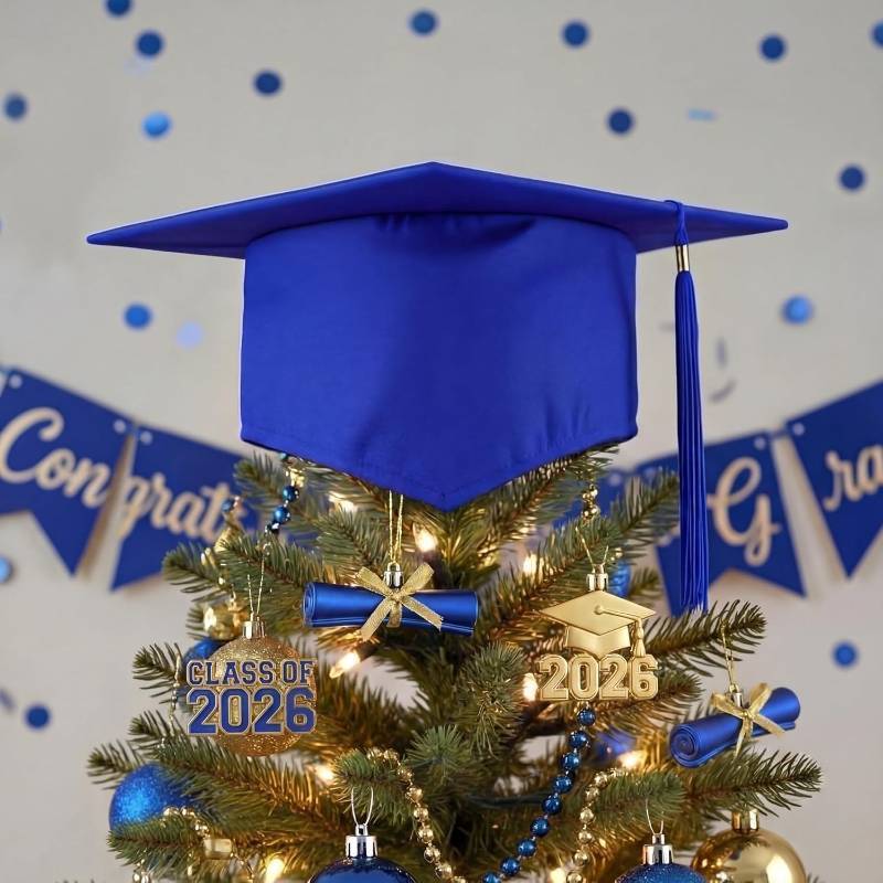 lot 67697 image: Gersoniel Graduation Cap Tree Topper Graduation Cap Decorations with Fabric Tassels Suitable for Grad College High School Indoor Outdoor Trees Decor Gift(BLACK)