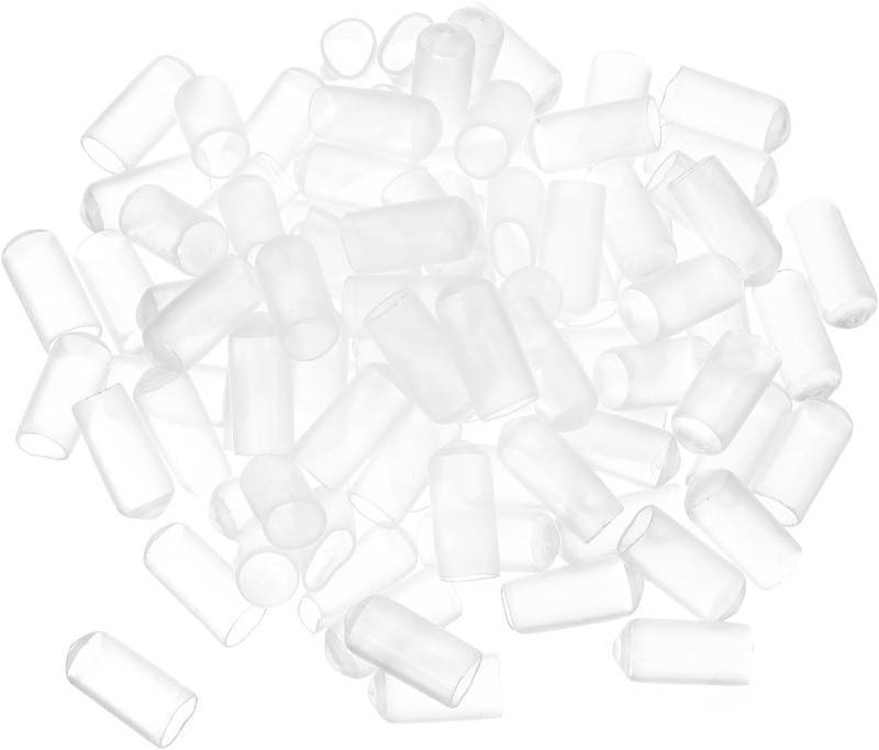 lot 67777 image: 200pcs Rubber End Caps 6.5mm ID Vinyl PVC Round Tube Bolt Cap Cover Screw Thread Protectors Clear