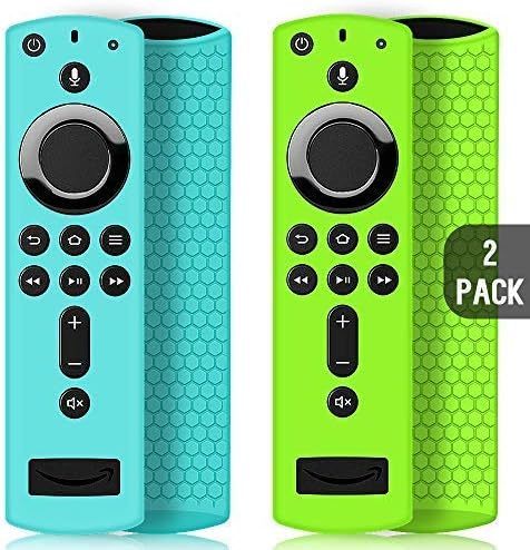 lot 67853 image: 2 Pack Remote CaseCover for Fire TV Stick 4K,Protective Silicone Holder Lightweight Anti Slip Shockproof for Fire TV Cube3rd Gen All-New 2nd Gen Alexa Voice Remote Control-Turquoise,Green