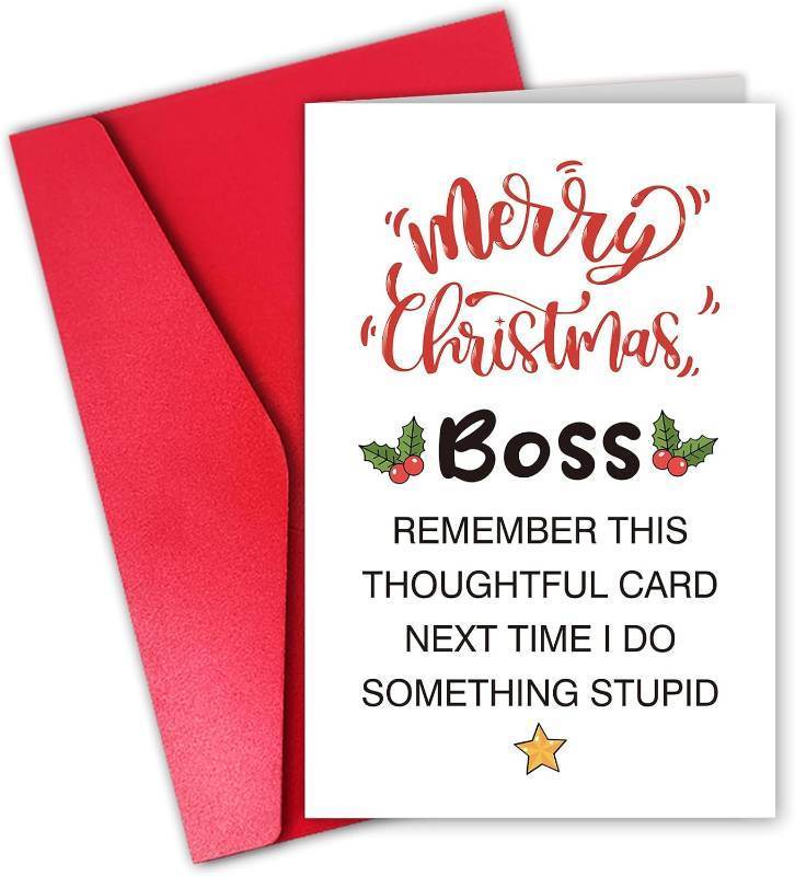 lot 67857 image: Funny Boss Christmas Card, Merry Christmas Card for Boss, Hilarious Xmas Card for Boss Lady from Group, Next Time I Do