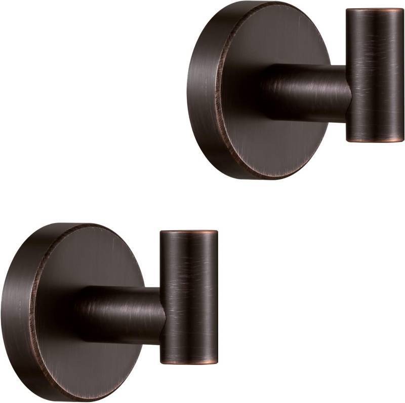 lot 67866 image: BigBig Home Bronze, Stainless Steel Towel Hooks, 2 Pack, Wall Mounted, Traditional Style, 33 lbs Capacity