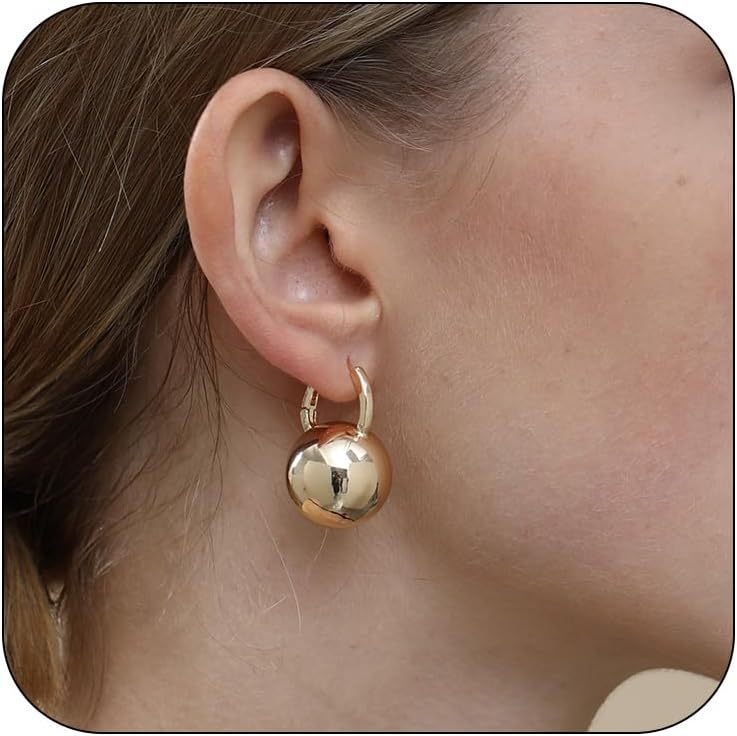 lot 67875 image: Ascona GoldSilver Hoop Earrings, Gold Ball Drop Dangle Earrings for Women, Hypoallergenic Lightweight Gold Plated Earrings