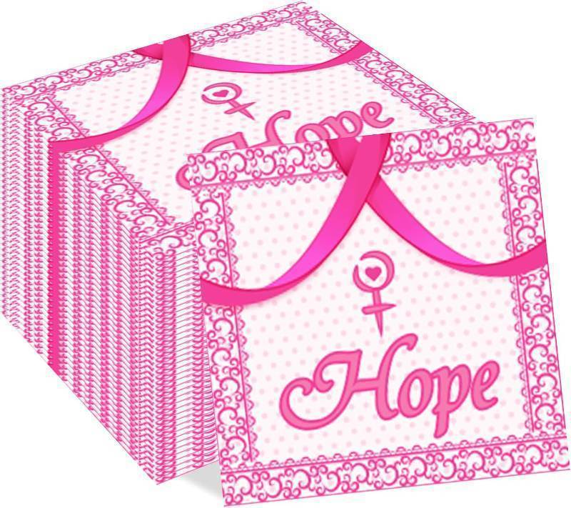lot 65871 image: 40Pcs Breast Cancer Awareness Paper Napkin Pink Ribbon Disposable Napkins Breast Cancer Awareness Decorative Luncheon Dinner Napkins for Charity Event, Holiday Theme Decorations & Awareness Campaigns