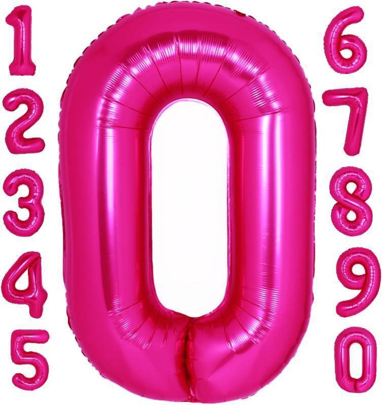 lot 67663 image: Giant 40 Inch Hot Pink Number 0 Balloon Jumbo Digit 0 Mylar Foil Helium Pink 0 Balloons for kids Birthday Party Decors Supplies Celebration Graduations Anniversary Baby Shower Photo Shoot
