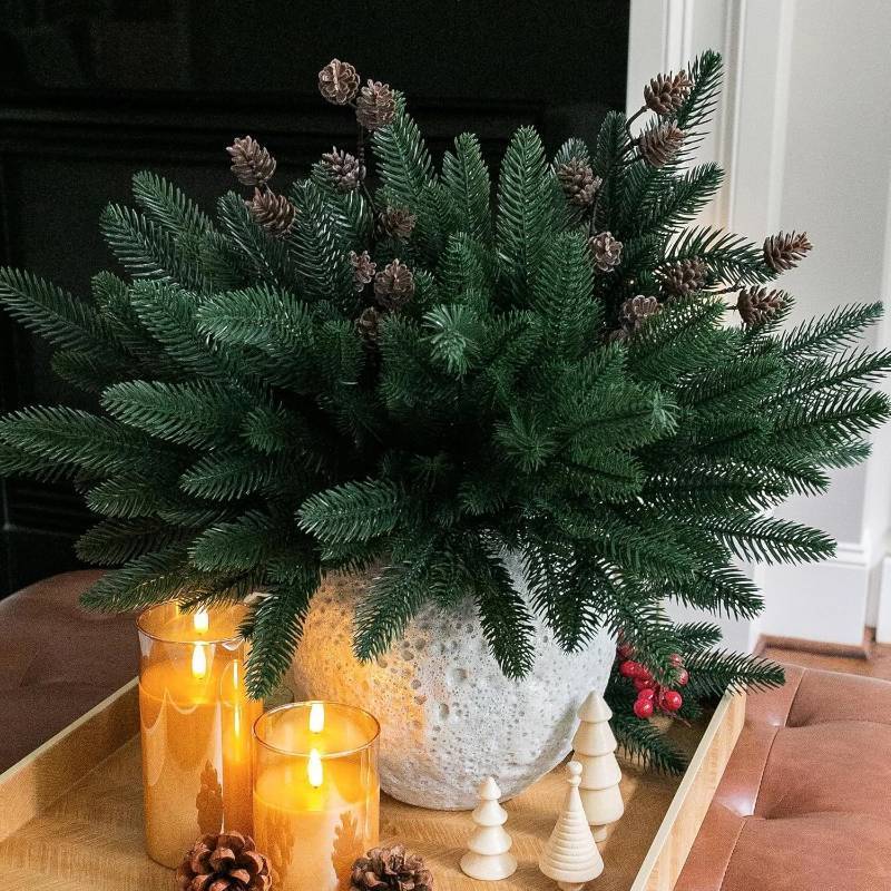 lot 46636 image: NEW Ivydale 14Pc Faux Norfolk Pine Branches - Real Touch Greenery Stems