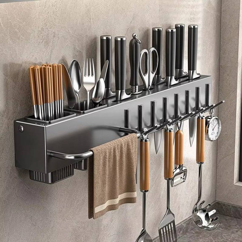 lot 66708 image: NEW Cooking Utensils Holder Wall-mounted Storage Kitchen Knives Rack 24 INCH