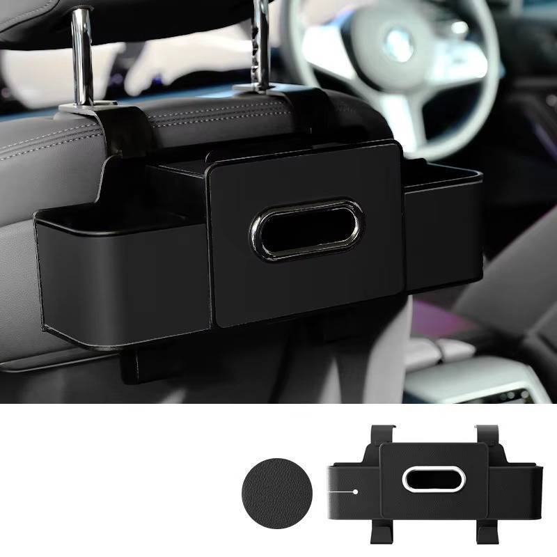lot 66709 image: Car Storage Box Cup Holder Seat Back Phone Tissue Organizer PU Leather BLACK