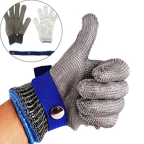 lot 66710 image: NEW Cut Proof Glove Stainless Steel Wire Anticut Gloves Knife Proof ANSI A9 SMALL