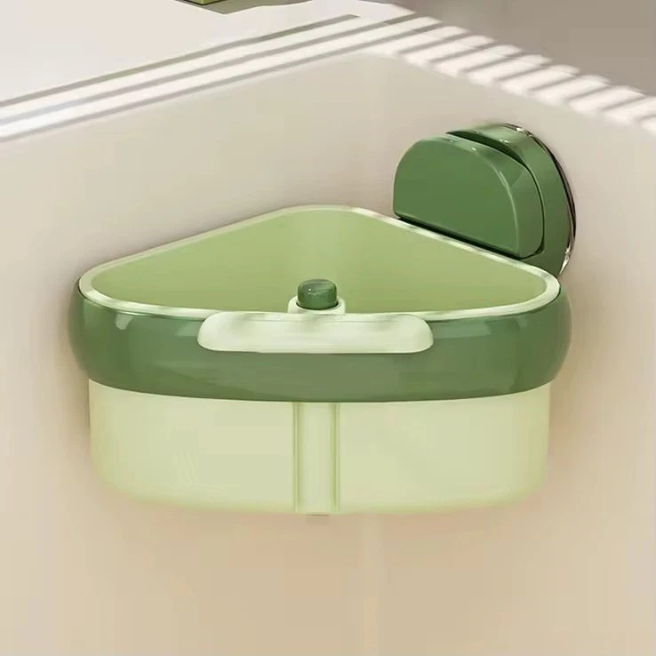 lot 66806 image: NEW Kitchen Sink Corner Suction Storage and Drainer Basket GREEN