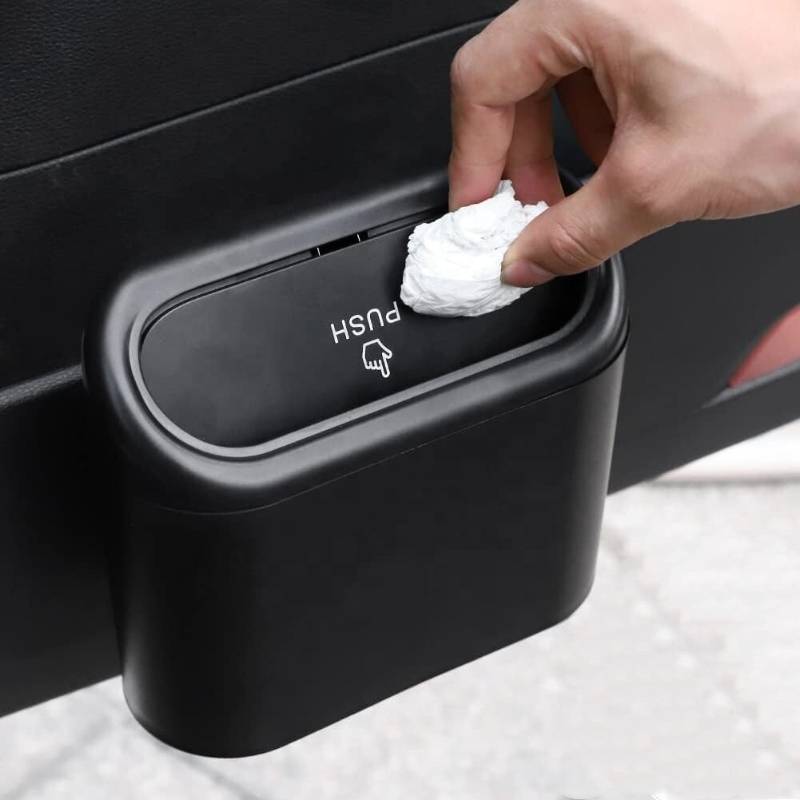 lot 66815 image: 1 Liter Car Trash Can Garbage Organizer Car Trash Can With Lid BLACK NEW