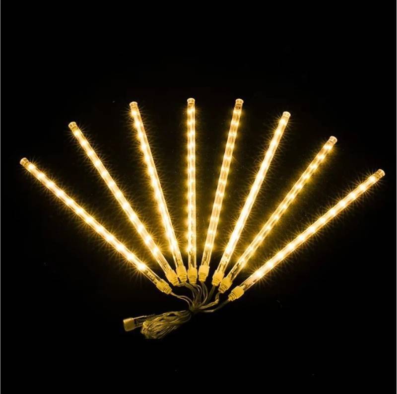 lot 66905 image: NEW Meteor Shower Led Lights 8 Tubes Waterproof. Total 10 ft WARM WHITE