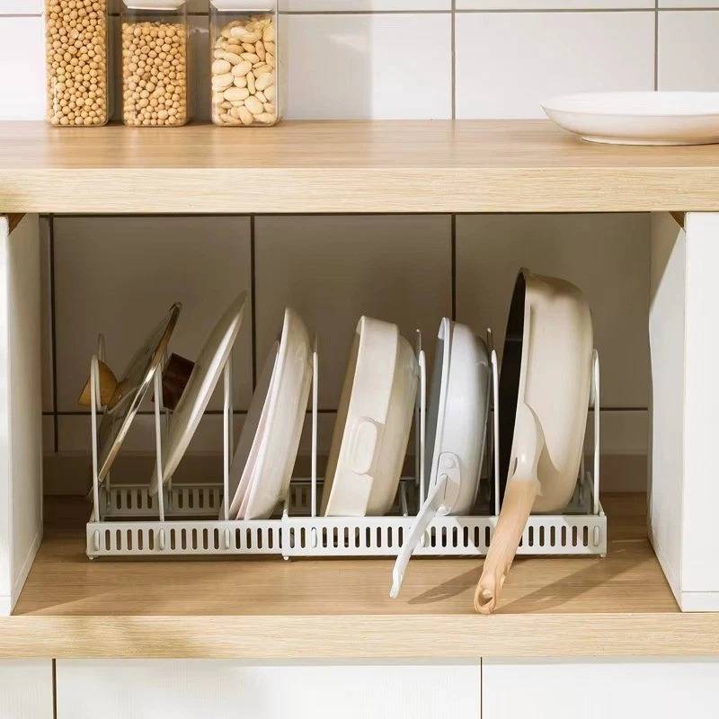 lot 85597 image: Adjustable Metal Dish Pan Rack Lid Holder Pot Lid Rack Dish Rack for Kitchen