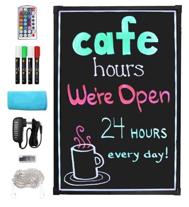 lot 86629 image: NEW Everbilt 16 x 24 LED Message Board - Neon Writing Menu Sign for Restaurant