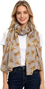 lot 67905 image: Lina & Lily Golden Retriever Dog Print Womens Scarf Shawl Wrap Lightweight