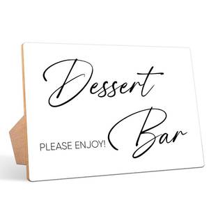 lot 67935 image: Minimalist Dessert Bar Sign, 811 Wooden Sign With Stand, Bridal Shower & Wedding Reception Favor Supplies