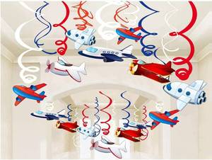 lot 67939 image: 30Pcs Pilots Party Hanging Swirl Decorations Pilots Theme Ceiling Whirl Hanging Decorations for Flight Theme Birthday Party Decor