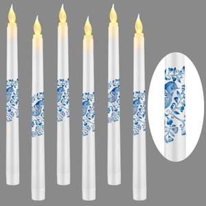 lot 67951 image: Conelist 6 Pcs Chinoiserie Flameless Candles 10 Inch Blue and White Candles Battery Operated LED Candlesticks Chinoiserie Decor for Wedding Table Centerpiece Home Party Decor Gifts