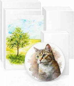 lot 67957 image: Dunzoom 50 Sheets Watercolor Paper Bulk 9 x 12 8 x 10 8x8 6x 6 5x7, 4x6 Artist Painting White Paper Round Rectangle 250 Gsm Cold Pressed Art Supplies for Artists Painting Craft