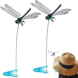 lot 68995 image: 2pcs Dragonfly Clips, Artificial 3D Dragonflies Hat Clip, Grey