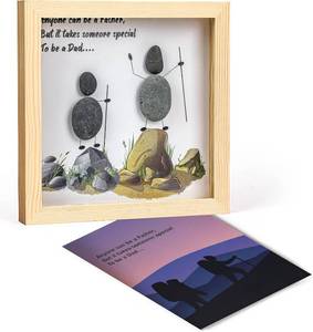lot 68998 image: JULEASEL Dad Pebble Art Handcrafted 3D Rock Picture for Father from Son or Daughter Thoughtful Fathers Day or Birthday Gift Wall Art Decor (For Father)