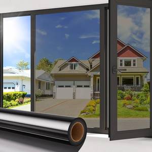lot 69012 image: Coavas One Way Privacy Window Film Daytime Mirror Reflective Window Tint for Home Heat UV Sun Blocking Anti-Glare Covering See Out Not in Static Cling Removable for Bedroom,Black-Silver, 17.5x78.7 in