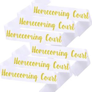 lot 69016 image: 6PCS Homecoming Court Sashes Bulk, Glitter Gold Black Sashes for Homecoming Party School Dance Graduation Pageants Party Favors Decorations