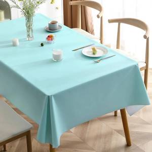 lot 69041 image: WEMINGS Table Cloth Rectangle Table 54x70 inch for 4-6 Foot Table Blue Tablecloth, Waterproof and Spillproof Polyester Heavy Duty Tablecloth for Dining Table, Kitchen, Parties, Outdoor Picnics