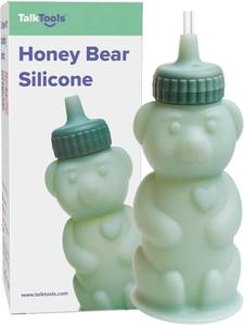 lot 69067 image: TalkTools Honey Bear Silicone Straw Cup, Dishwasher Safe Baby Drinking Bottle, Premium Food-Grade Material, Honeybear Sippy Cup for Ages 4 Months, Kids and Toddlers (Single 8oz) (Sage)