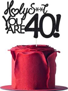 lot 69077 image: 40 Birthday Cake Toppers-Black Glitter, Funny 40th Cake Topper for Men,40 Cake Topper For Women, 40th birthday decorations,40th Birthday Cake Topper Forty