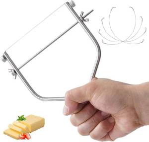 lot 69078 image: Cheese Slicer & Cheese Cutter Stainless Steel Cheese Slicers with Cutting Wire replacement device & 4 Replacement Wires.for Block Cheese, Butter & Fruit etc.