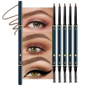 lot 69081 image: Dark Brown Eye Brow Pencils for Women, Dual-Sided Triangle 5 Pcs Retractable Fine Tip Mechanical Pencil,Draws Tiny Brow Hairs, Defines, Fills Brows, Shapes, Contours, Combs, Waterproof