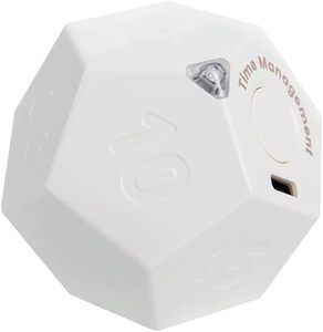 lot 69545 image: 12-Corner time Ball Rechargeable Mini Timer is Easy to use, 11 preset Times, Sound and Vibration Alarms, Timer for Multi-Purpose Timing, Exercise, Study, Cooking and More (White)
