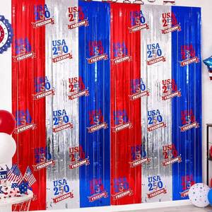 lot 69554 image: 2 Pack 250 Years of Freedom Foil Fringe Curtains 3.3x6.6ft Patriotic 4th of July Decorations Red White Blue Streamer Backdrop for 250th America Anniversary Independence Day Memorial Day Party Decor