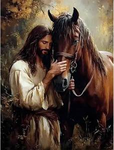 lot 69559 image: BOHADIY 5D Jesus Diamond Painting Kits for Adults, DIY Horse Diamond Art Painting Kits for Beginner, Full Drill Gem Art Painting Crafts for Home Wall Decor Gift 12x16